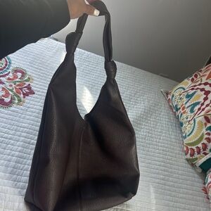 Spacious Black Tote Bag with Glossy Finish
